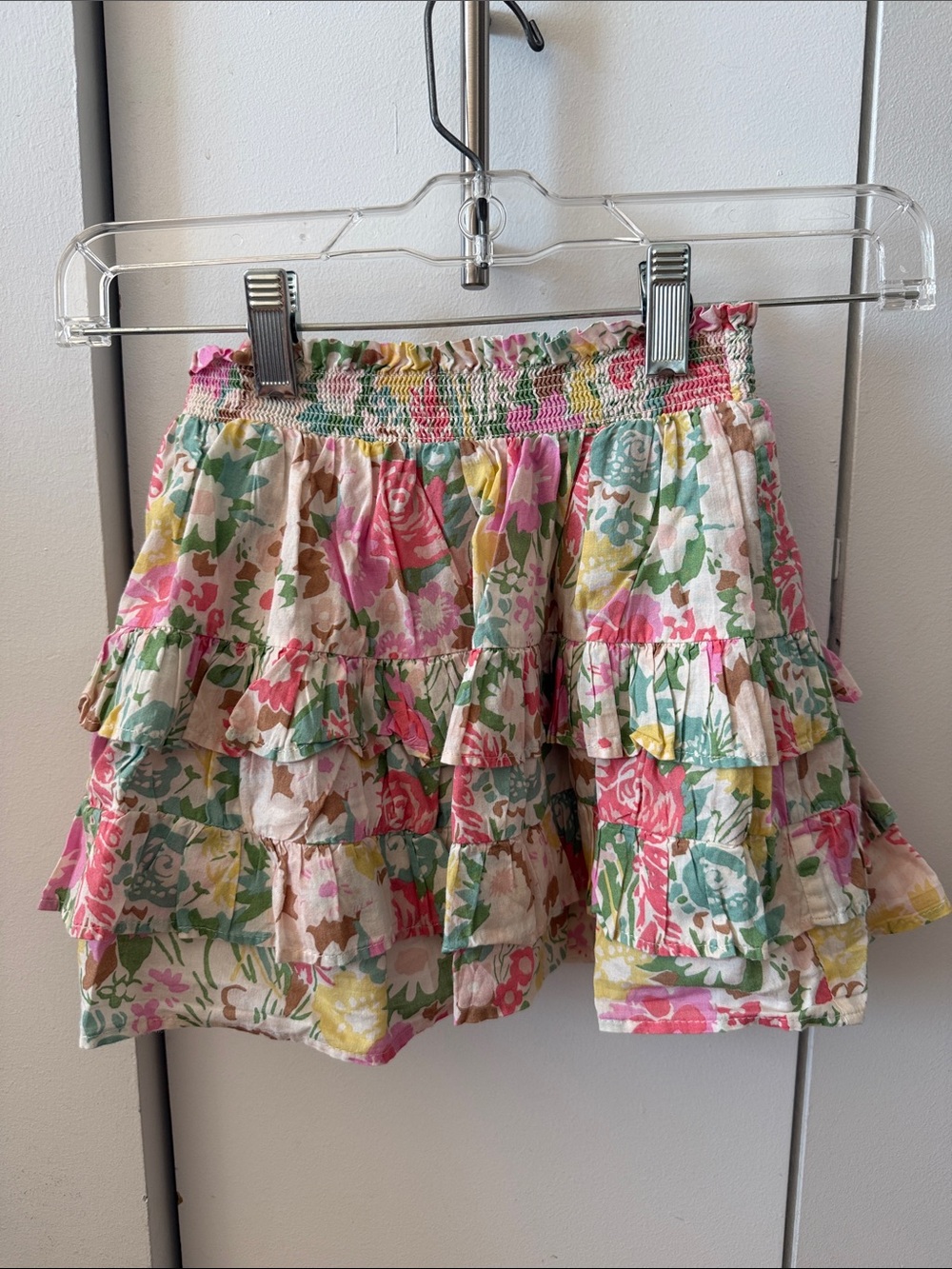 Boden Floral Tiered Skirt / Skort in Pink, Green, Yellow